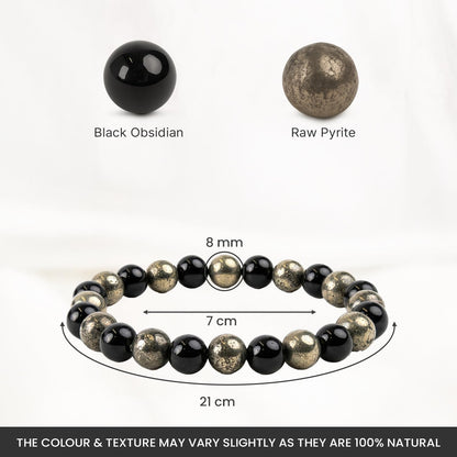 Astrotalk Richie Rich Bracelet | Money Magnet Crystal for Wealth, Confidence & Protection | With Pyrite & Black Obsidian | Bracelet for Man & Woman | Gift for Man & Woman