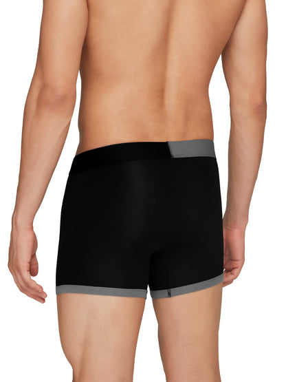 XYXX Mens Underwear Dualist IntelliSoft Antimicrobial Micro Modal Trunk Pack of 3 (Black & Steel Grey ; Black ; Steel Grey & Bl