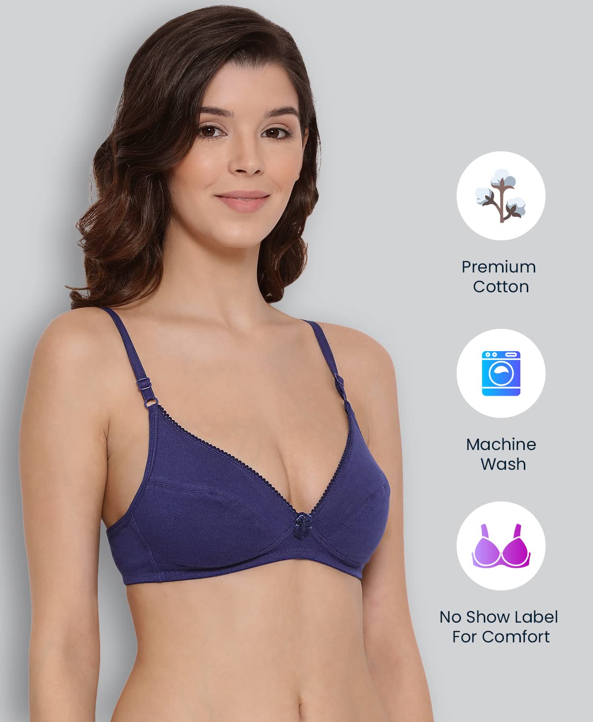 Lyra WomenS Cotton Non Padded Wire Free Seamless Bra Royalblue