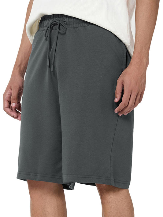 Bewakoof Mens Solid Oversized Fit Cotton Blend Shorts_662069_Grey_S