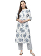 Stylum Women's Printed Rayon A-Line Kurta (White)