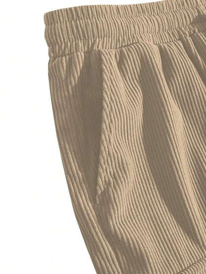 SMOWKLY Authentics Classic Mens Ribbed Polycotton Relaxed Fit Cargo Stretch Shorts || Half Pant with Drawstring & 4 Pockets ||