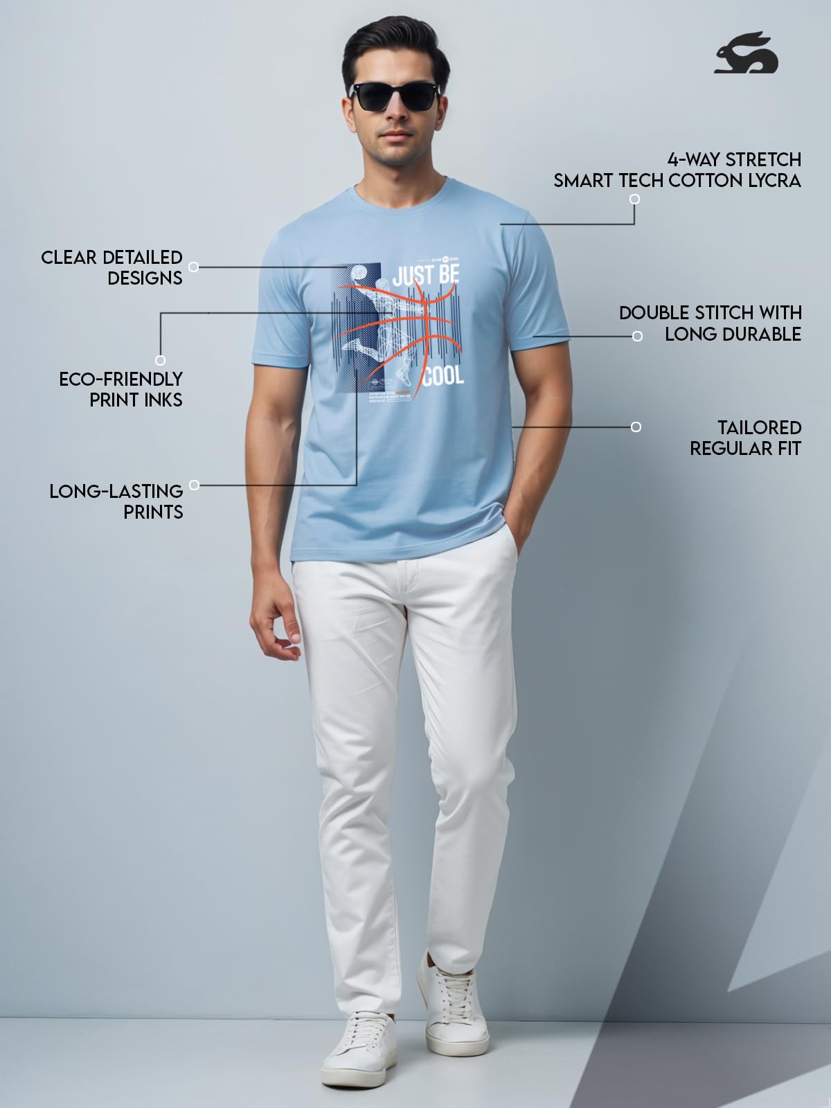 ADRO Men's Graphic Printed 100% Cotton T-Shirt - Regular Fit, Printed T-Shirts for Men (RN24-BCL-SK_Sky Blue)