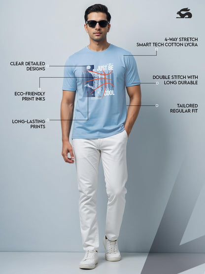 ADRO Men's Graphic Printed 100% Cotton T-Shirt - Regular Fit, Printed T-Shirts for Men (RN24-BCL-SK_Sky Blue)