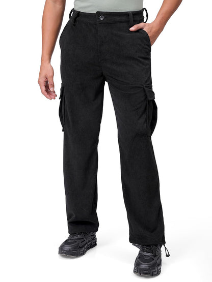 The Indian Garage Co Men Baggy Textured Mid-Rise Cargos