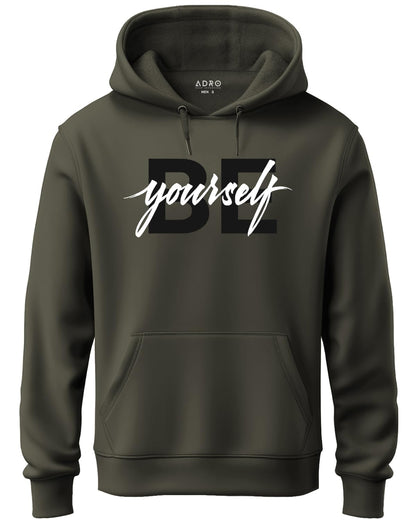 ADRO Men's Cotton Neck Hooded Sweatshirt (H21-M-BYO-OL_Olive_XL)