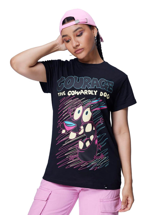 Bewakoof Official Cartoon Network Merchandise Womens Graphic Printed Boyfriend T-Shirt_608814_Black_2XL