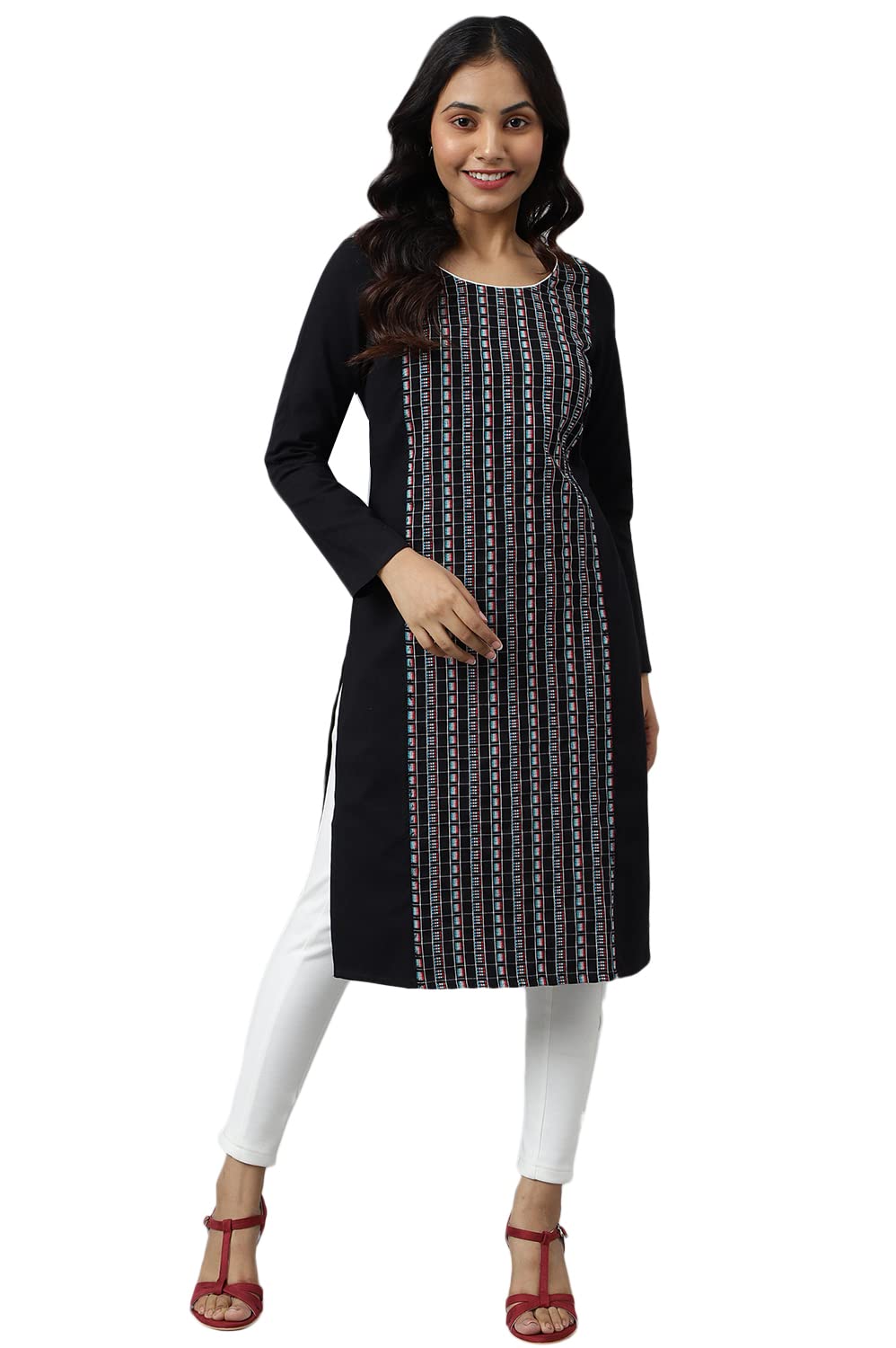 Aurelia Women Acrylic Straight Fit Dobby Solid Yarn Dyed Straight Kurta