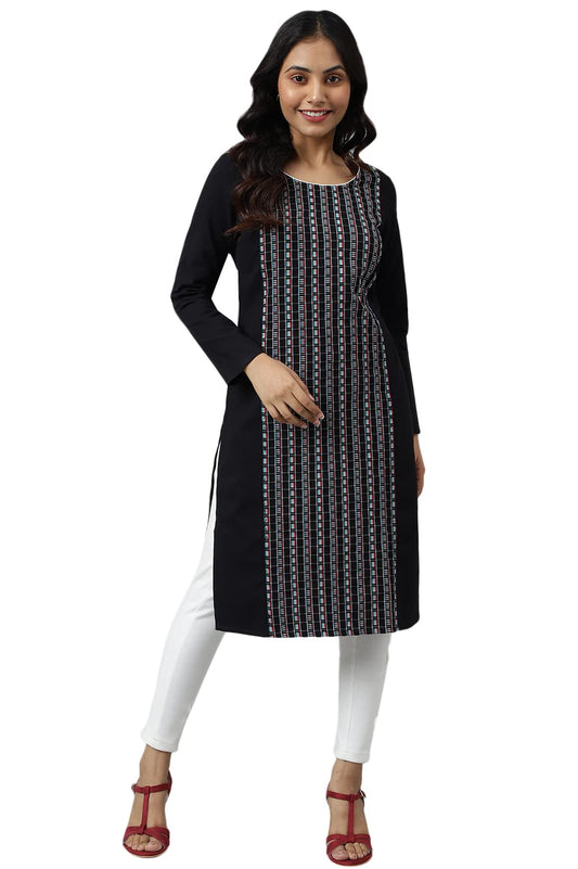 Aurelia Women Acrylic Straight Fit Dobby Solid Yarn Dyed Straight Kurta