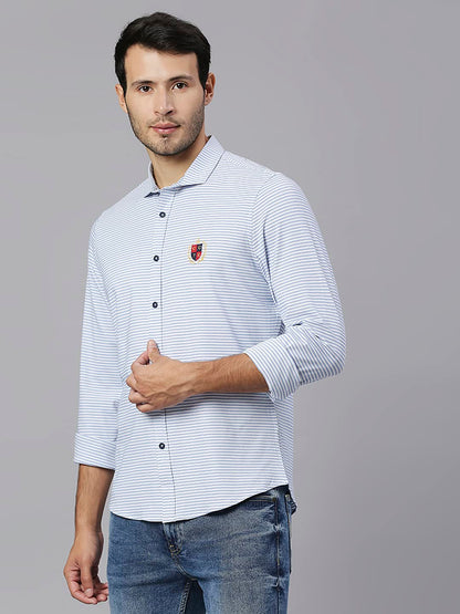 Thomas Scott Mens Solid Slim Fit Casual Shirt with Spread Collar and Full Sleeve Lt Blue