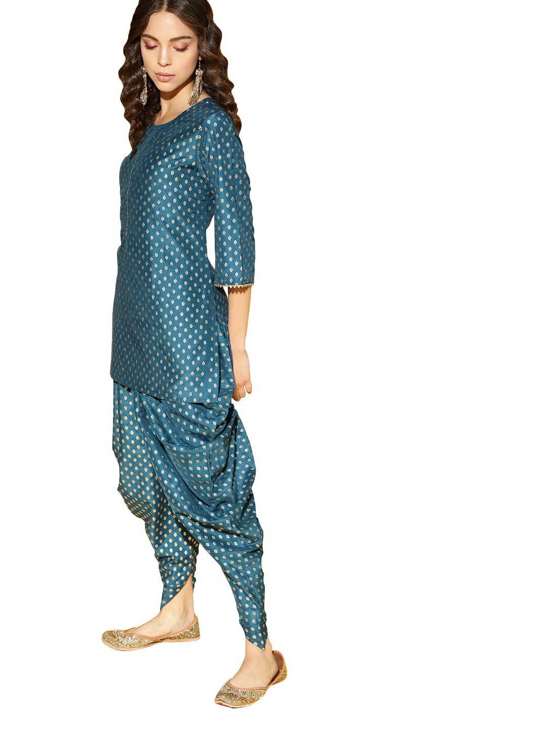 ZIYAA Women's Art Silk Salwar Suit Set (ZIKUCH3576ANDDH-S_