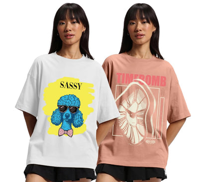 Juneberry Pure 100% Cotton Oversized Loose Baggy Fit Drop Shoulder Latest Aesthetic & Cool Graphic Prinred Half Sleeve T-Shirts