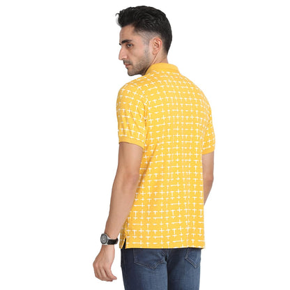 Turtle Men Cotton Stretch Slim Fit Yellow Polo T-Shirt