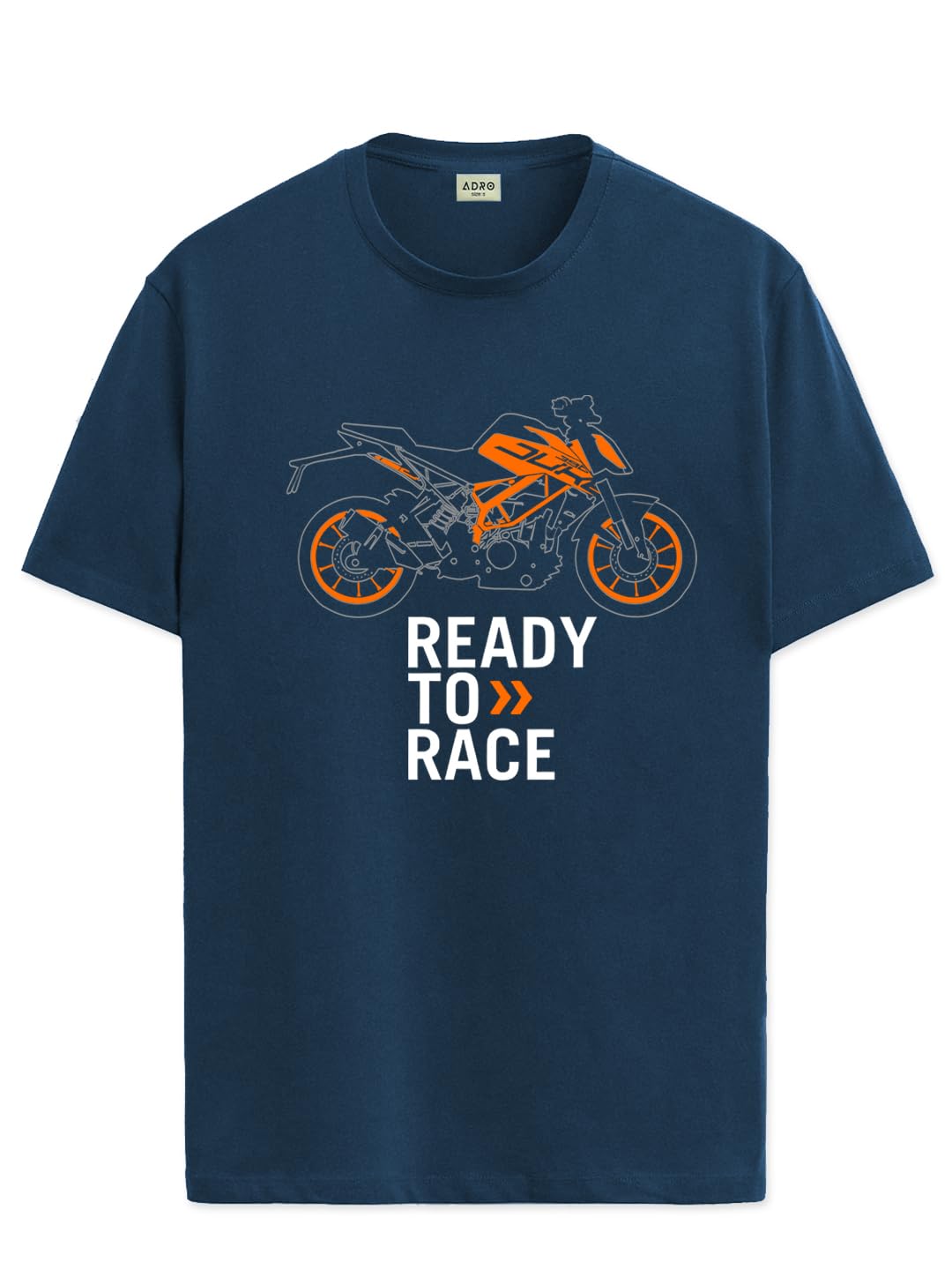 ADRO Men's Biker Design Printed 100% Cotton T-Shirt - Regular Fit, Printed T-Shirts for Men (RN24-KTM-SB_Teal)