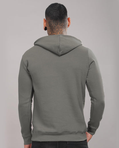ADRO Men's Cotton Neck Hooded Sweatshirt (H24-CAGO-SG_Steel Grey