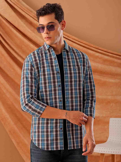 The Indian Garage Co Mens Slim Fit Shirt (1223-SHCHYD-12-01_Navy