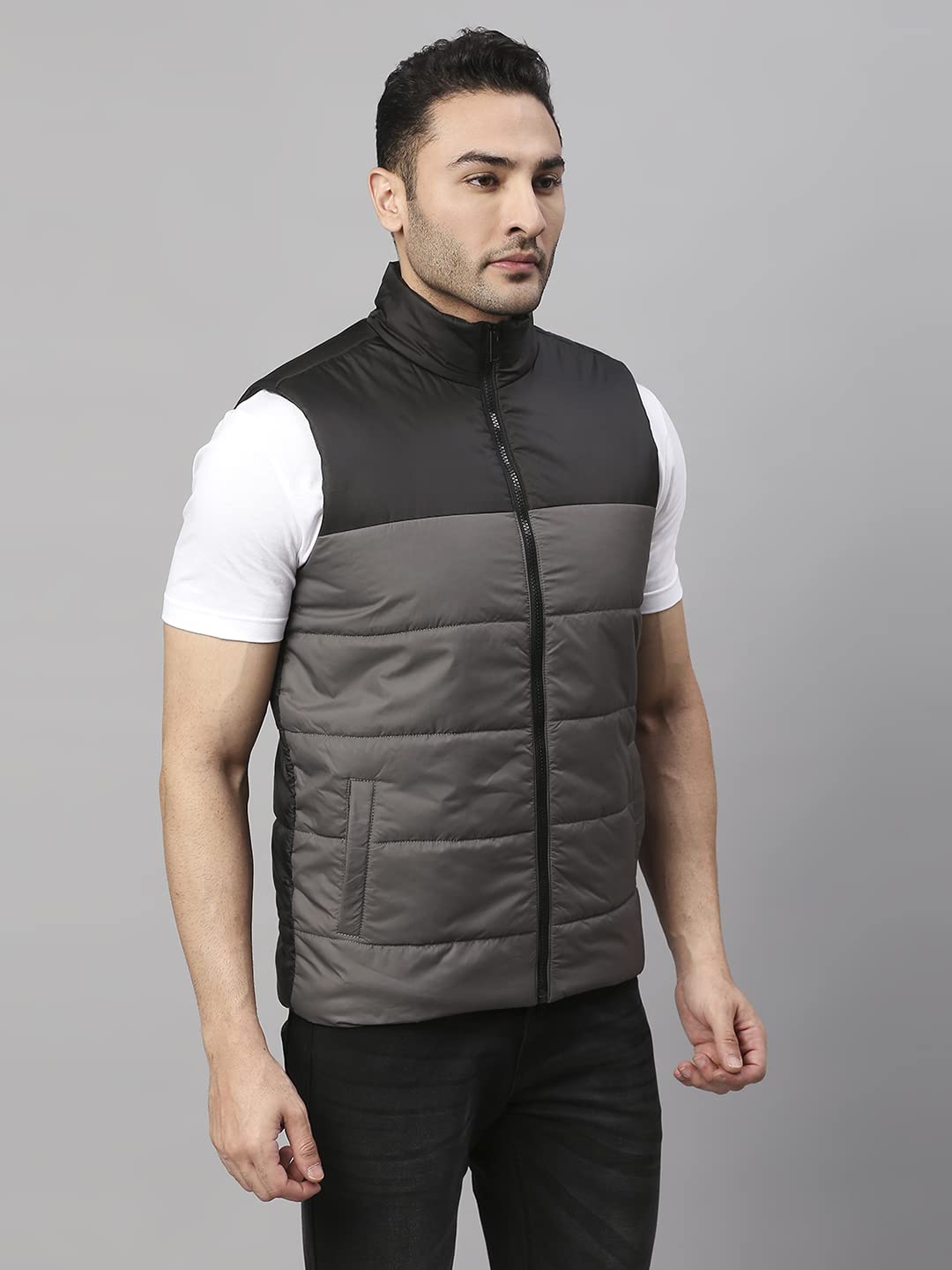 Dennis Lingo Polyester Regular Fit Long Sleeves MenS Color Block Puffer Jacket With 2 Pockets - Lightweight Casual Winterwear F