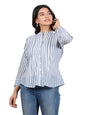 rangita Grey Cotton Straight Striped Short Length Kurti | Kurta for Women