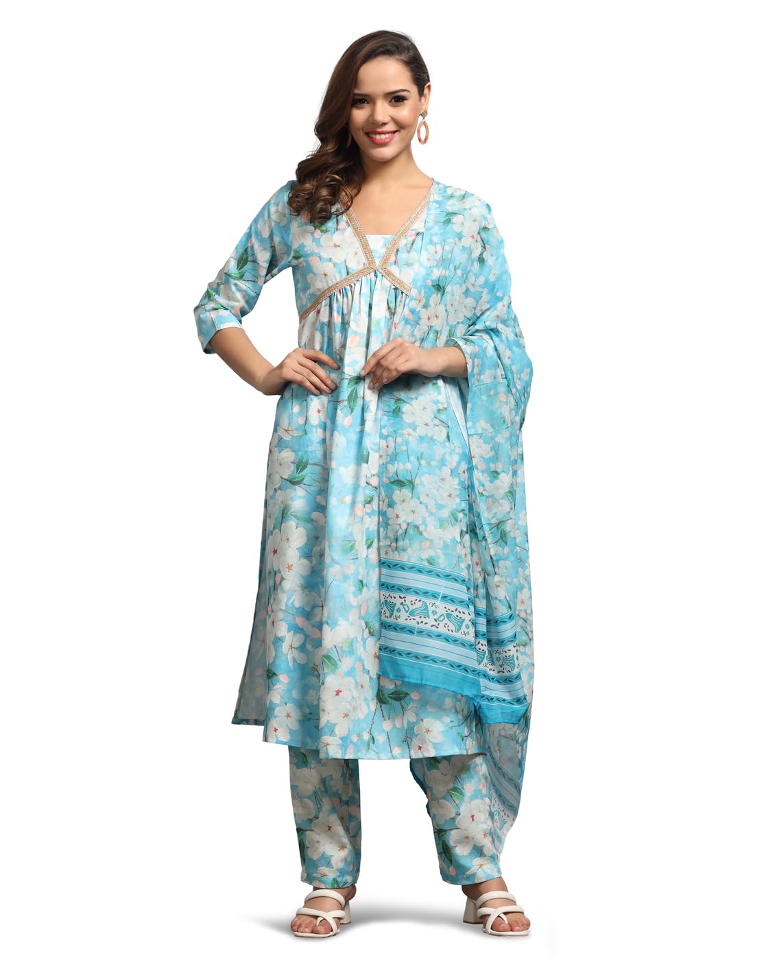 Leriya Fashion Cotton Alia Cut Kurta Set For Women| Alia Cut Anarkali Set For Women | Embroidery Kurta Set For Women| Kurta & Pa