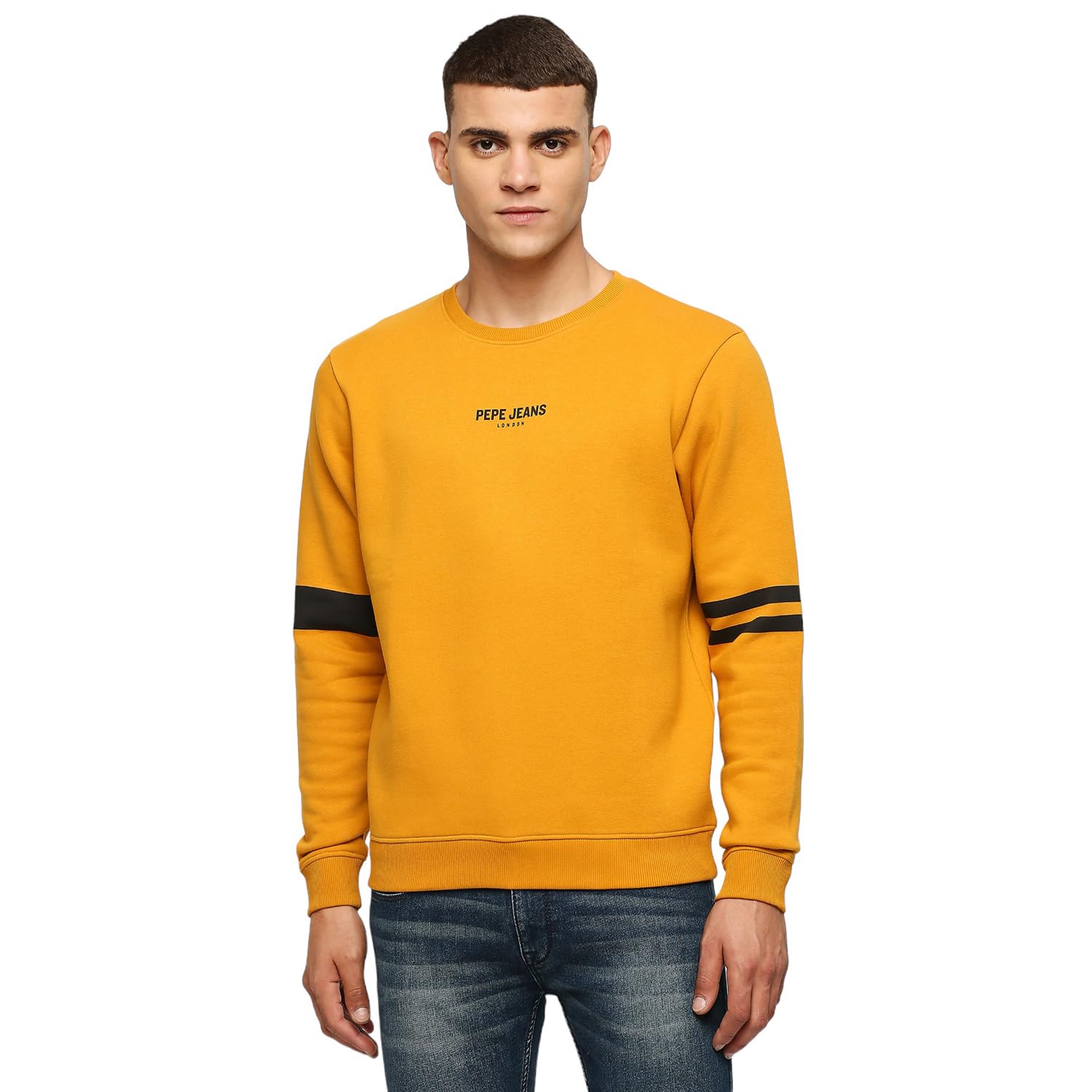 Pepe Jeans MenS Cotton Round Neck Sweatshirt (Pm582652_Rugby Yellow