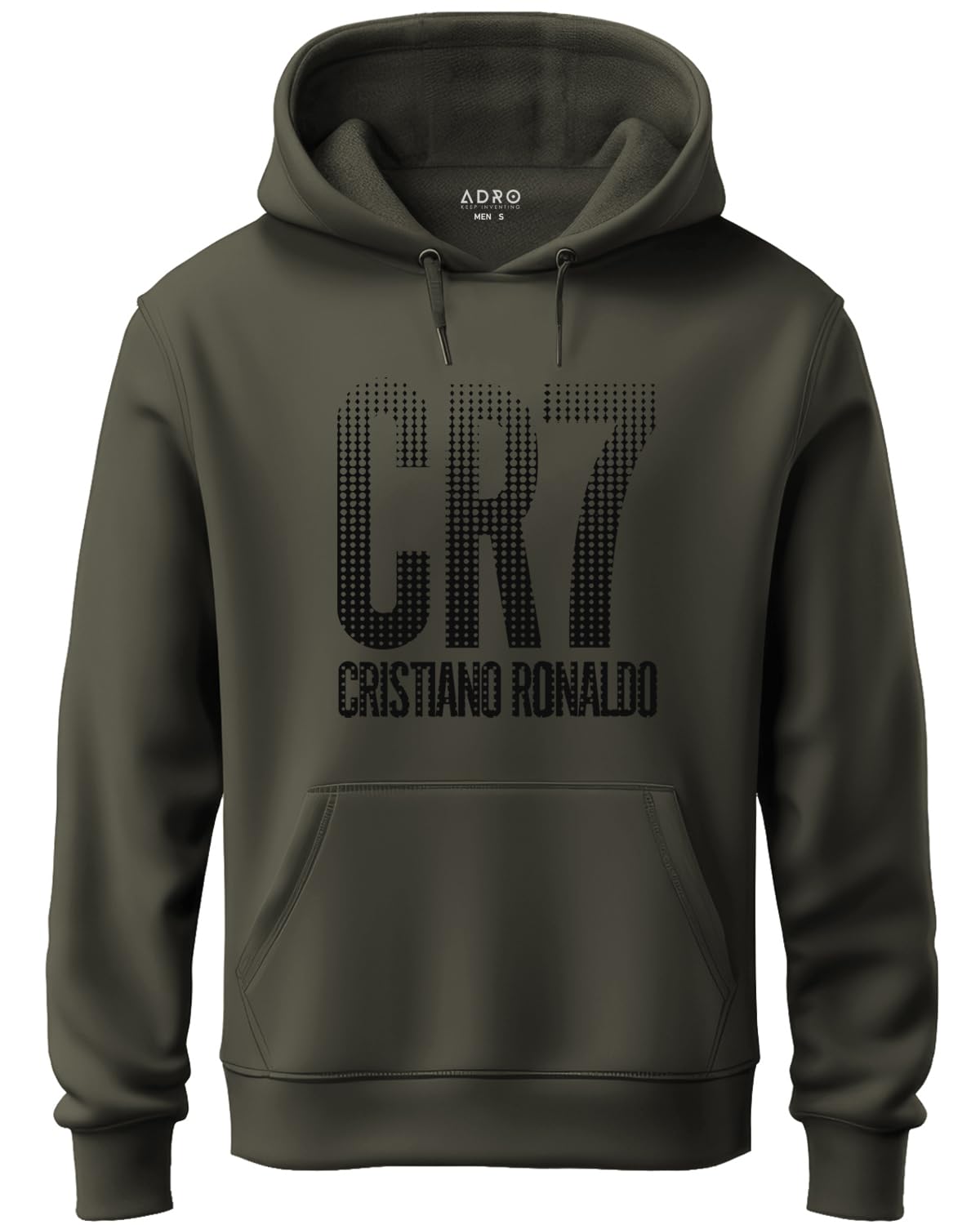 ADRO Men's Cotton Neck Hooded Sweatshirt (H20-M-CR07-OL_Olive)