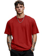 Veirdored Oversized Baggy Fit Drop Shoulder Short Sleeve Round Neck Solid Cotton T-Shirt
