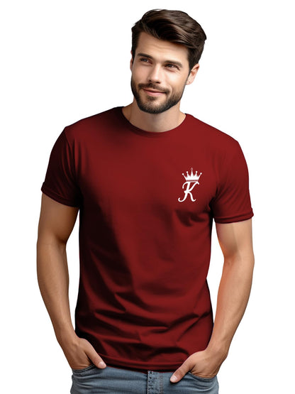 ADRO Men's Solid Regular Fit T-Shirt (RN24-STICK-KK-MR_Maroon
