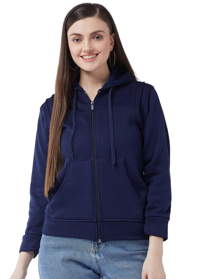 PIVL Women Solid Hooded Jacket For Winter