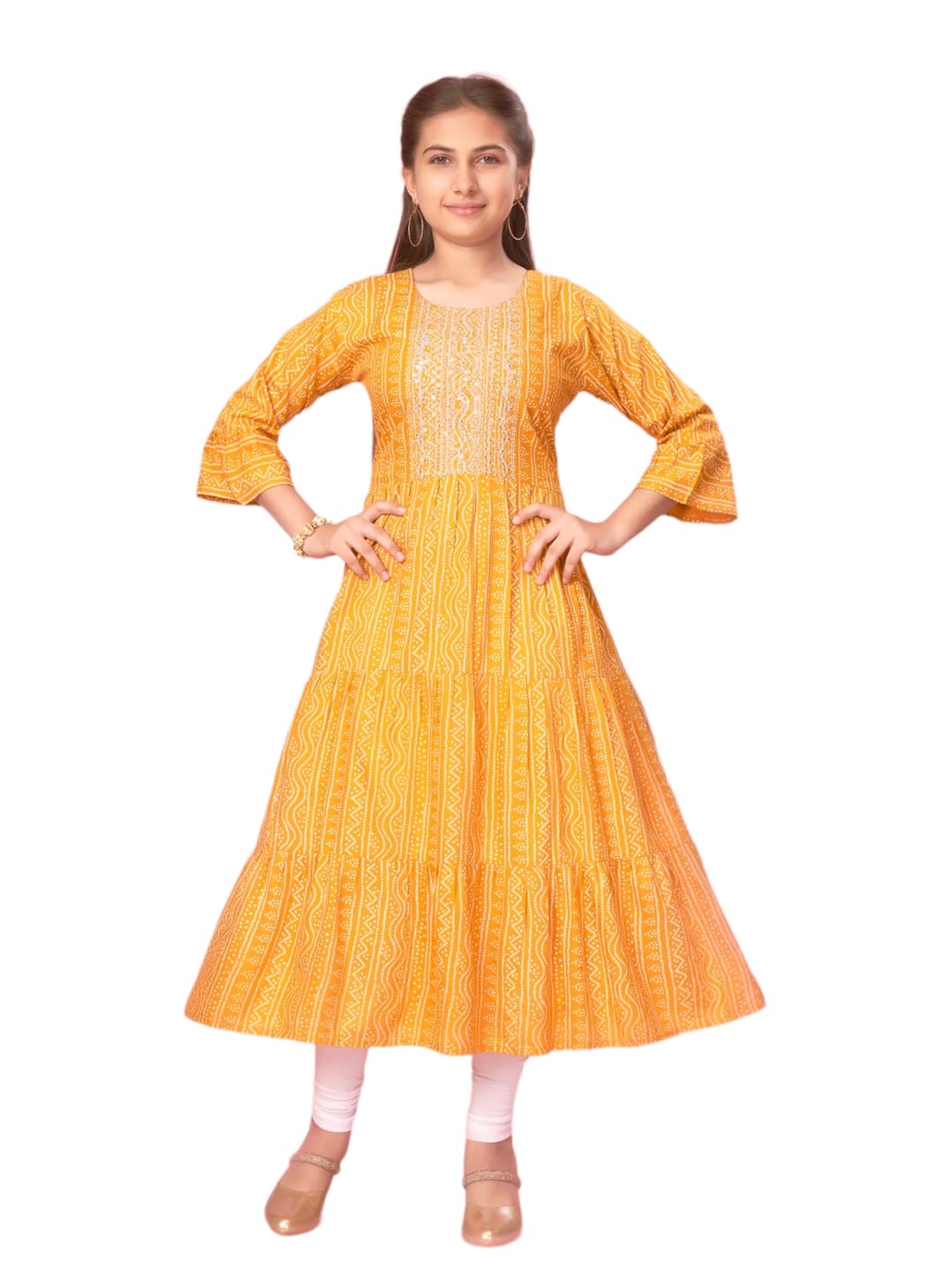 Aarika Girls Cotton Regular Tunic Shirt (New_KURTI-K-601_Yellow