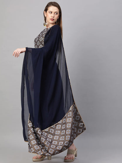 ANNI DESIGNER Women's Ruby Cotton Straight Kurta with Pant & Dupatta (KALAKARI)