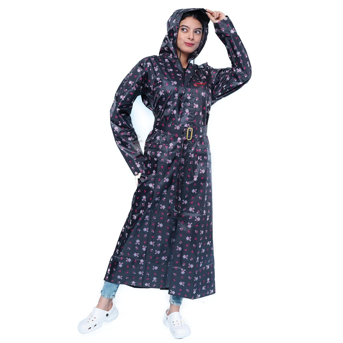Rupa Rainsuit Women Waterproof PVC Raincoat with Hood & Carry Bag | Lightweight Rainwear for Women with Front Zip | Color May Va