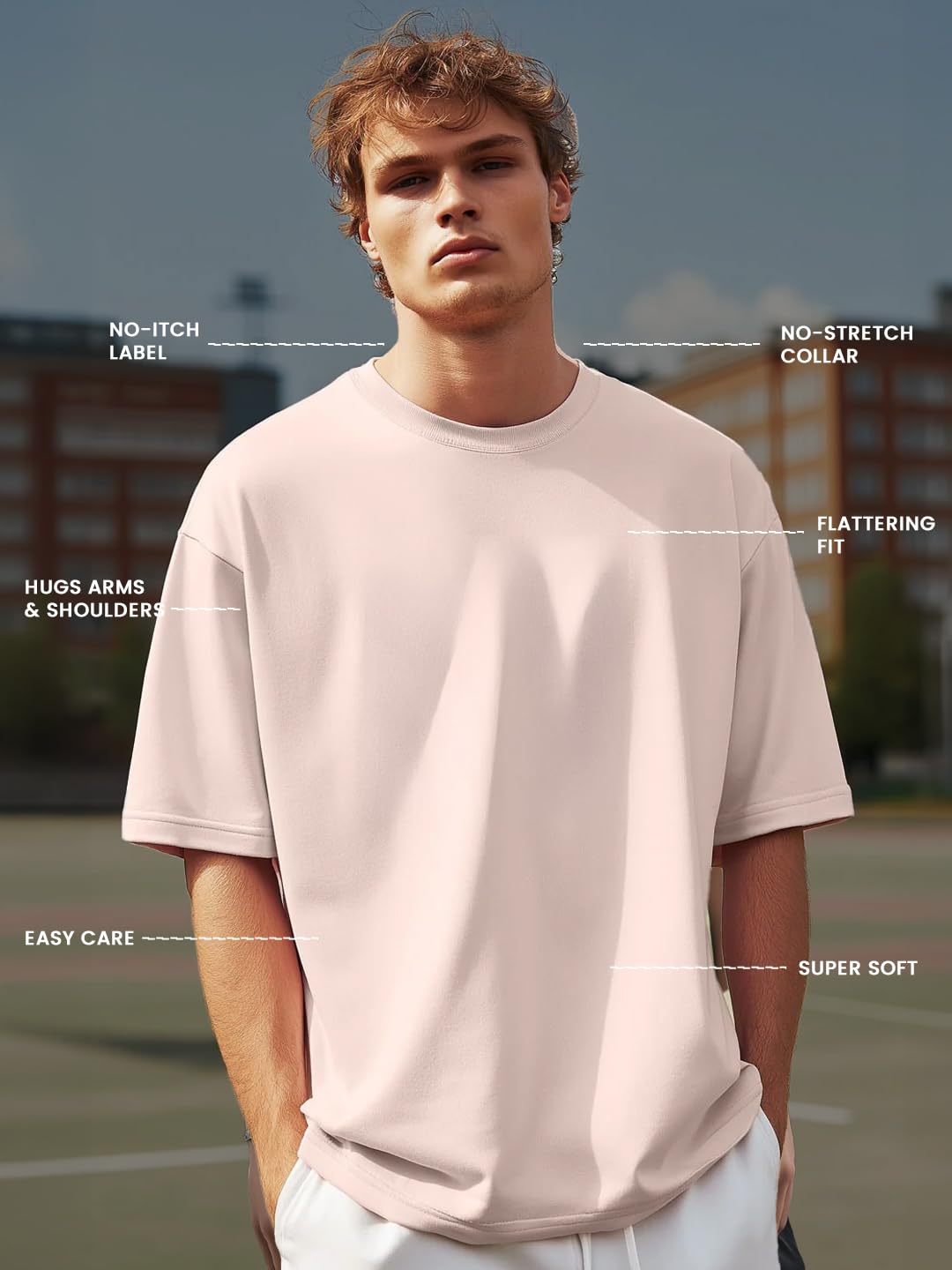 Nobero MenS Cotton Solid Oversized Fit T-Shirt (1M-Twrt-R0002_Olive/Blush