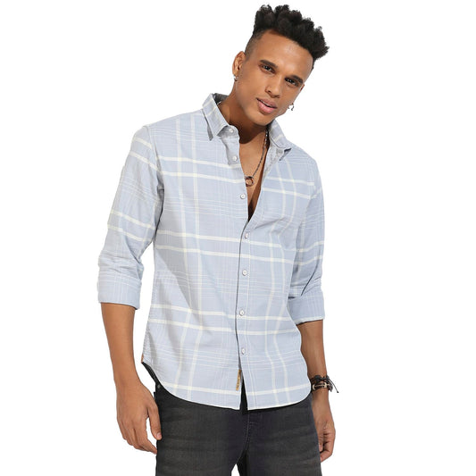 Campus Sutra Mens Regular Fit Shirt (CBSSM23_CSMSSRT5711_Light Grey