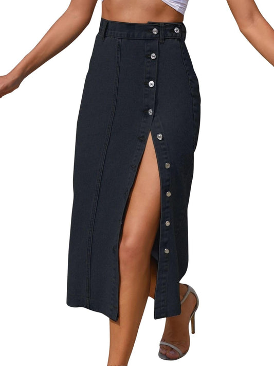 Greciilooks Women Denim Western Standard Length Skirt