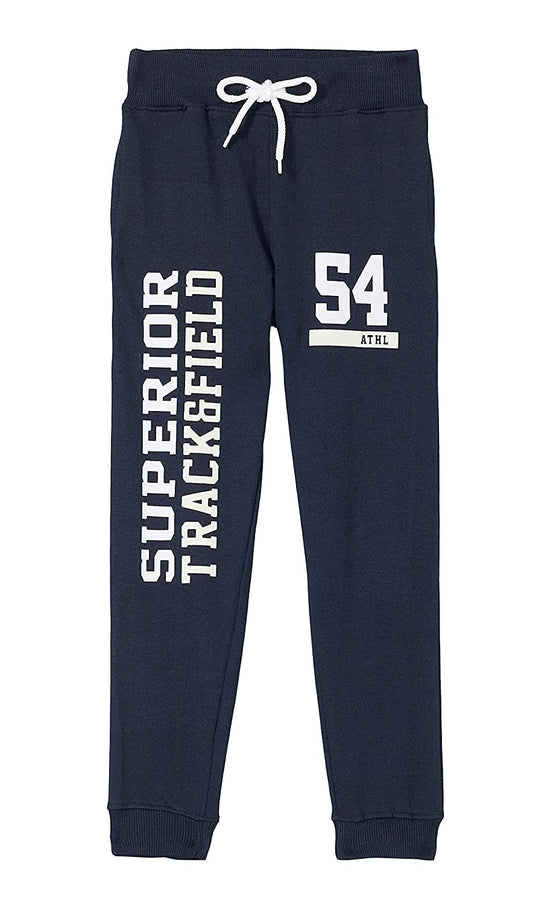 T2F Boys Regular Fit Printed Cotton Joggers Track Pants Navy