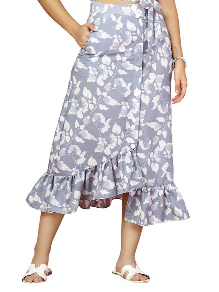 OOMPH! Long Skirts for Women Grey - msk196