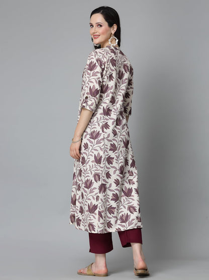 Stylum Women'S Floral Printed Rayon A-Line Kurta (Gaazimauve40_Mauve, L)