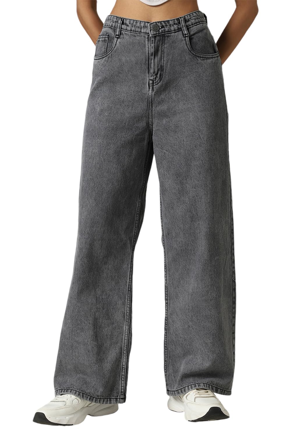 Hubberholme Women Cotton Washed Loose Fit High-Rise Casual Jeans