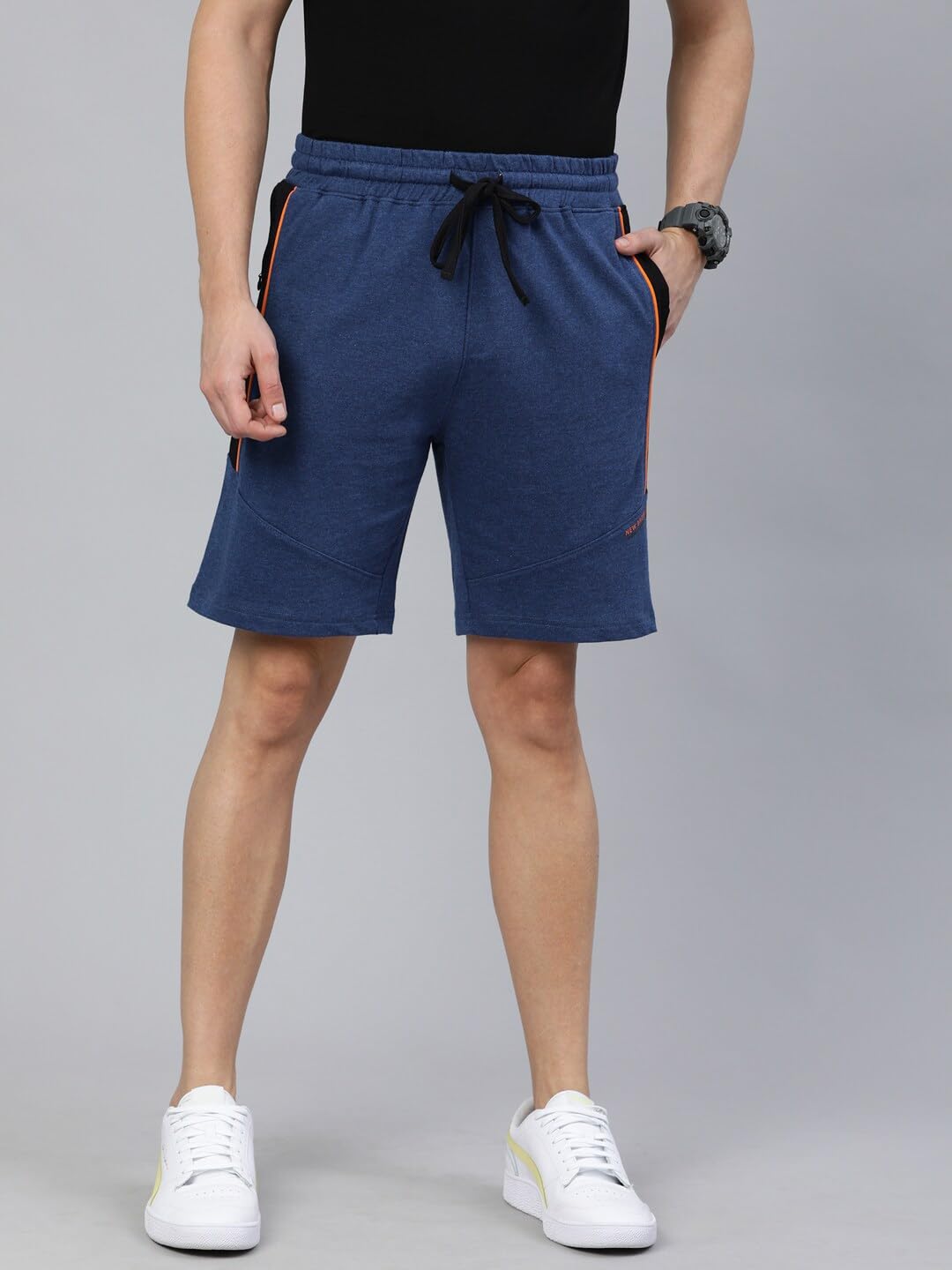 The Indian Garage Co Men Slim Fit Solid Mid-Rise Knitted Shorts