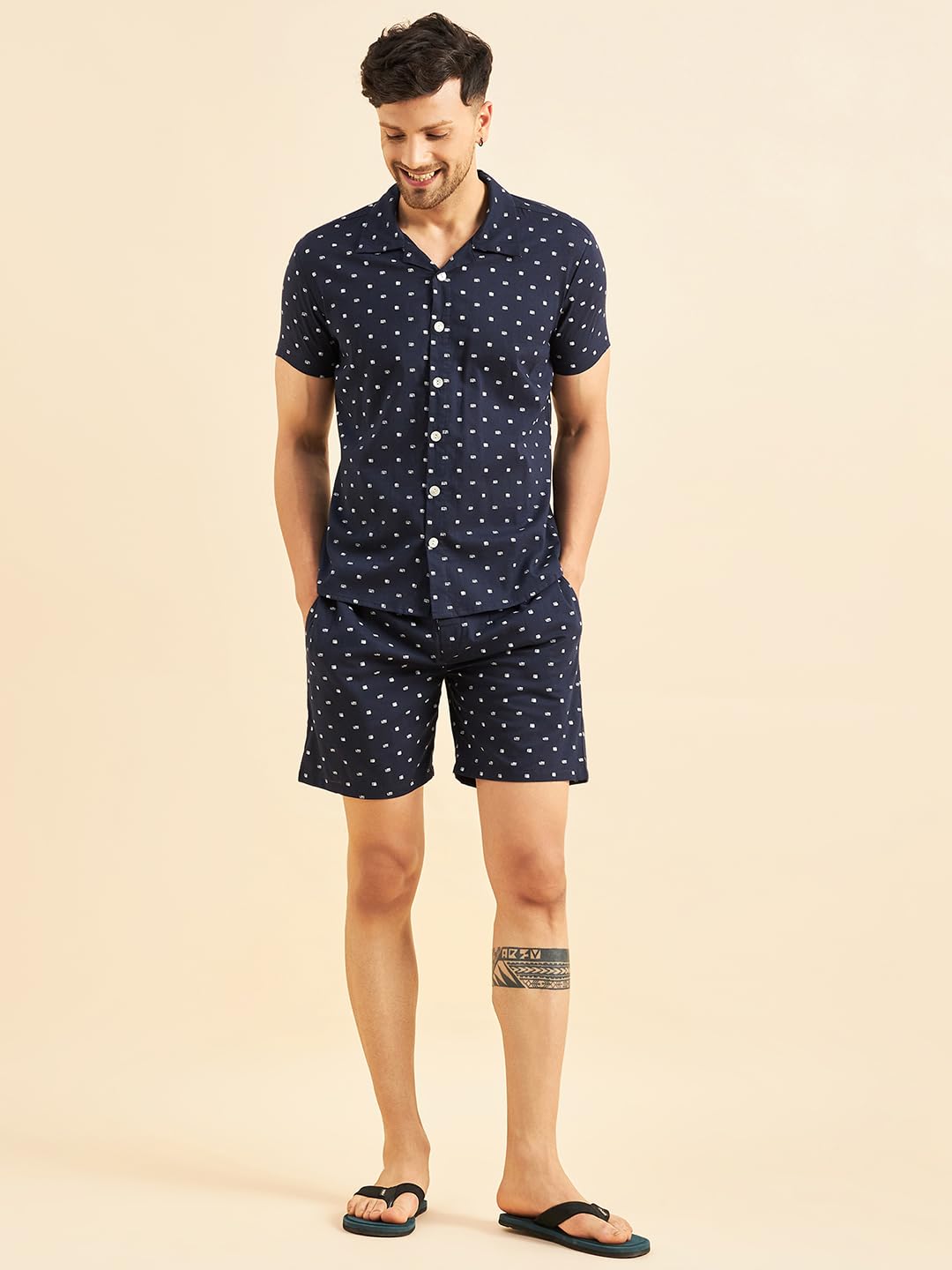 Sweet Dreams Men Prined Front Open Cords Set