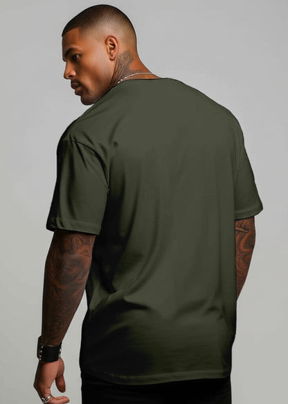 Peppyzone Mens Oversized Fit T-Shirt (PZ-OST-GYM32_Olive
