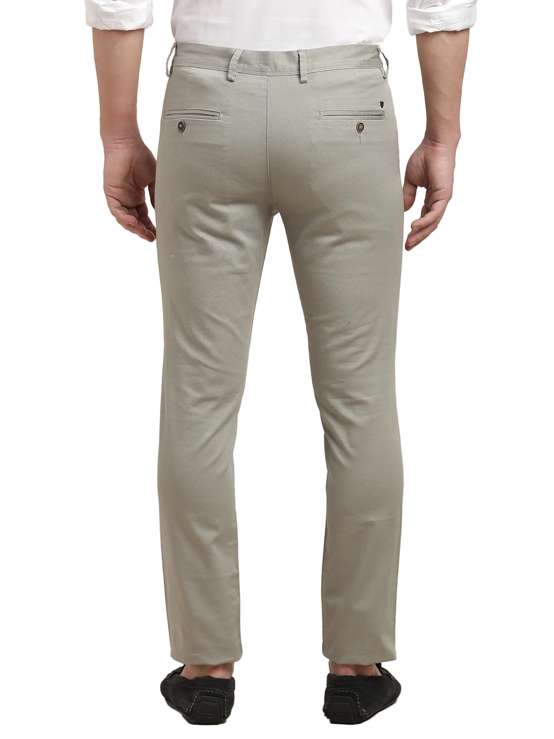 Turtle Men Cotton Stretch Heather Grey Printed Narrow Fit Casual Trouser