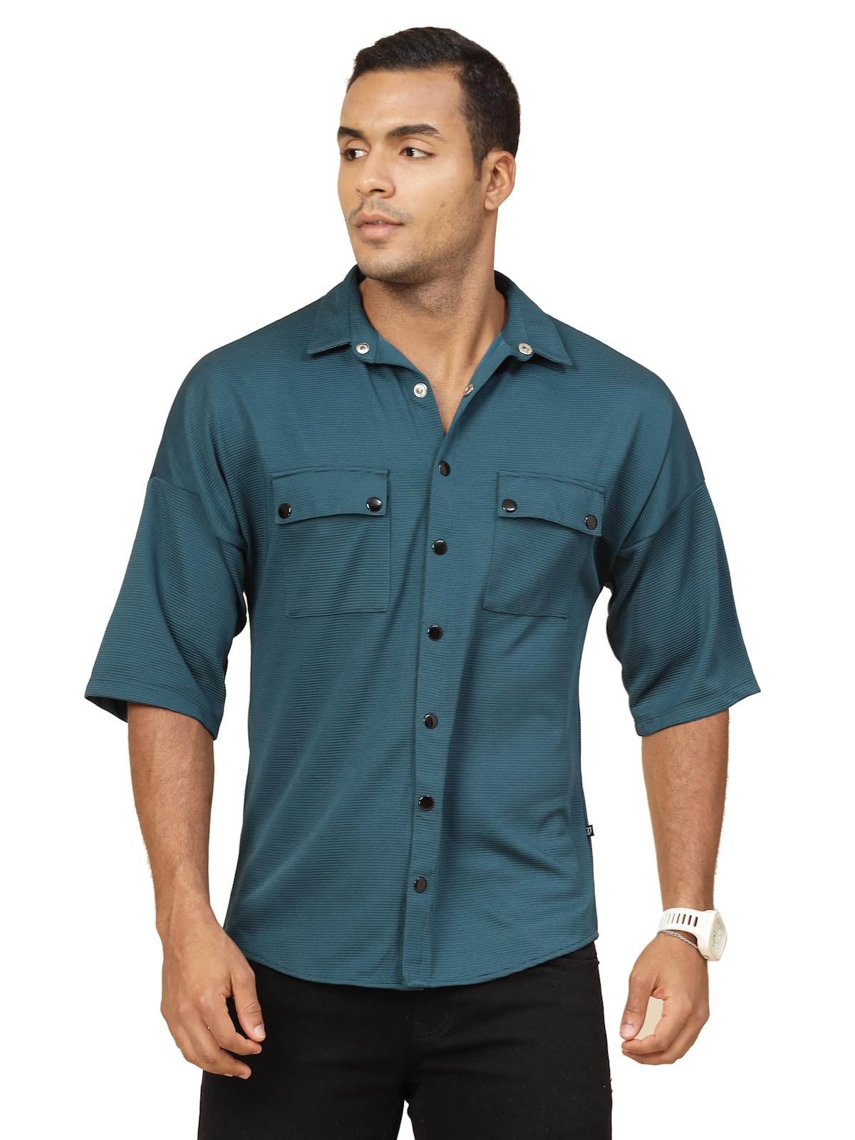 Rigo Polyester Oversized Shirt for Men | Half Sleeves, Oversized Fit Utility Shirt for Men | Oversized Drop Shoulders Shirt for