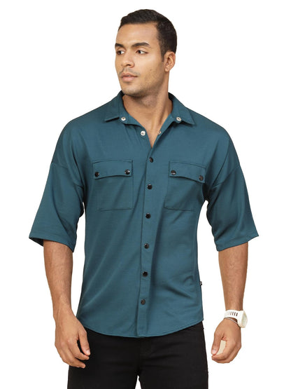 Rigo Polyester Oversized Shirt for Men | Half Sleeves, Oversized Fit Utility Shirt for Men | Oversized Drop Shoulders Shirt for