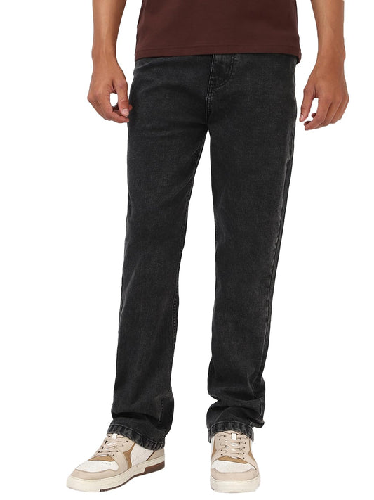 Bewakoof Mens Washed Slim Straight Fit Cotton-Elastane Jeans_662216_Grey_36