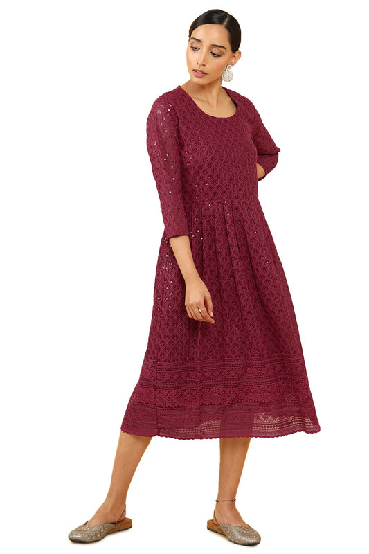 Soch Women Georgette Regular Fit Embroidered Kurta