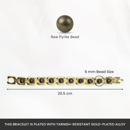 Astrotalk Metal Raw Pyrite Bracelet (Gold) | Attracts Money and Boosts Confidence | Astrology Bracelet for Man and Woman | Beautifully Crafted with Healing Crystals | Gift for Man & Woman