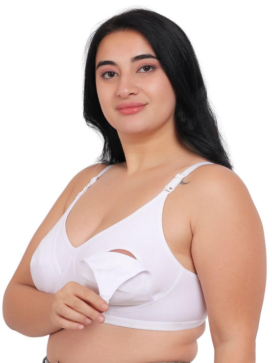 Fabme WomenS Cotton Non-Padded Wire Free Maternity Bra White