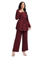 Tadkee WomenS Polyester Solid Color Casual Long Sleeve Top And Pant Co-Ord Set With Pockets | Co Ord Set For Women | Kurta Set