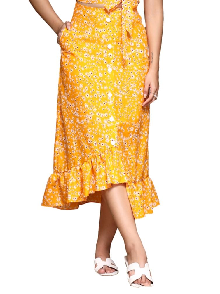 OOMPH! Long Skirts for Women Orange - msk200